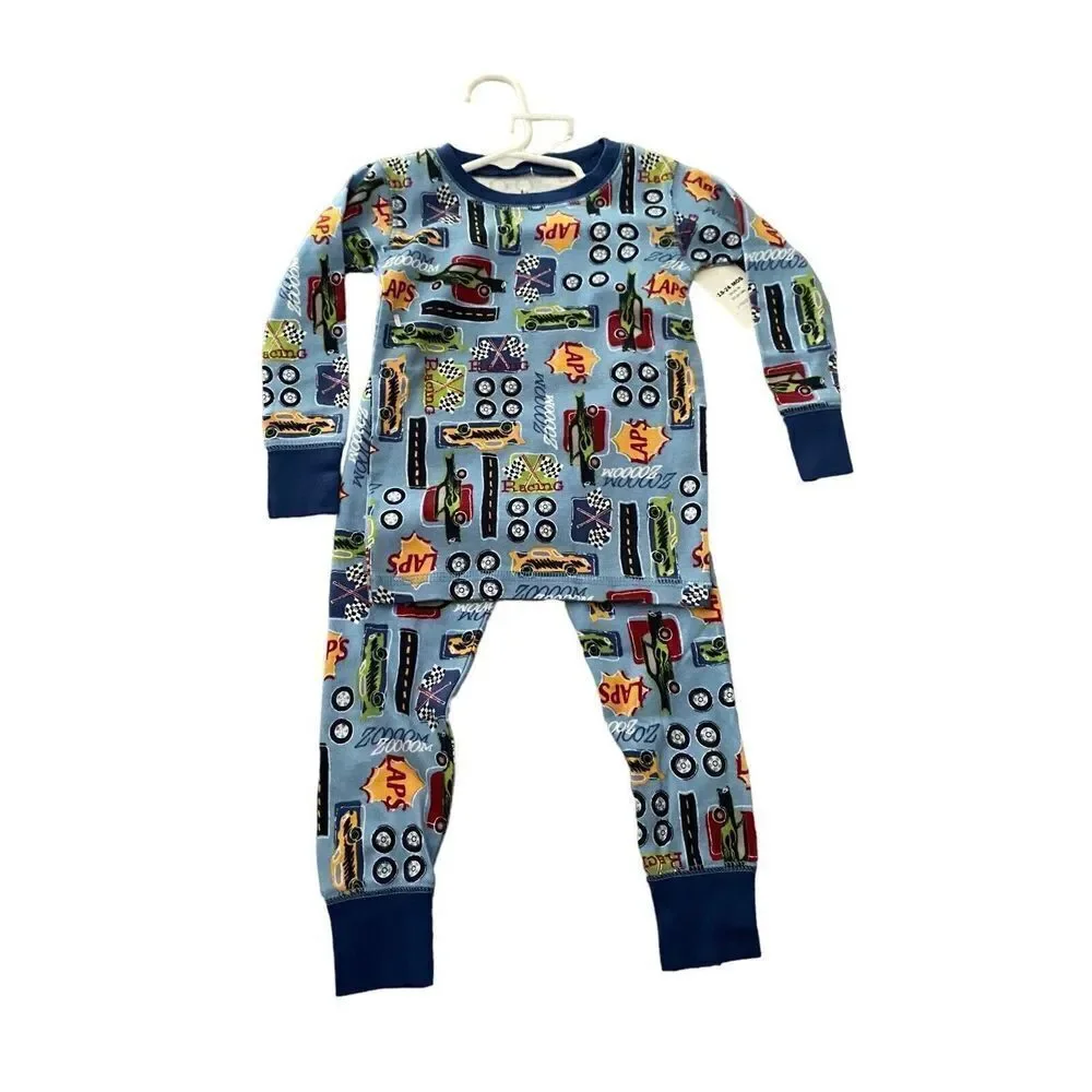 Old Navy Toddler Blue Cars Snug-Fit Pajama Set Size 18-24 months